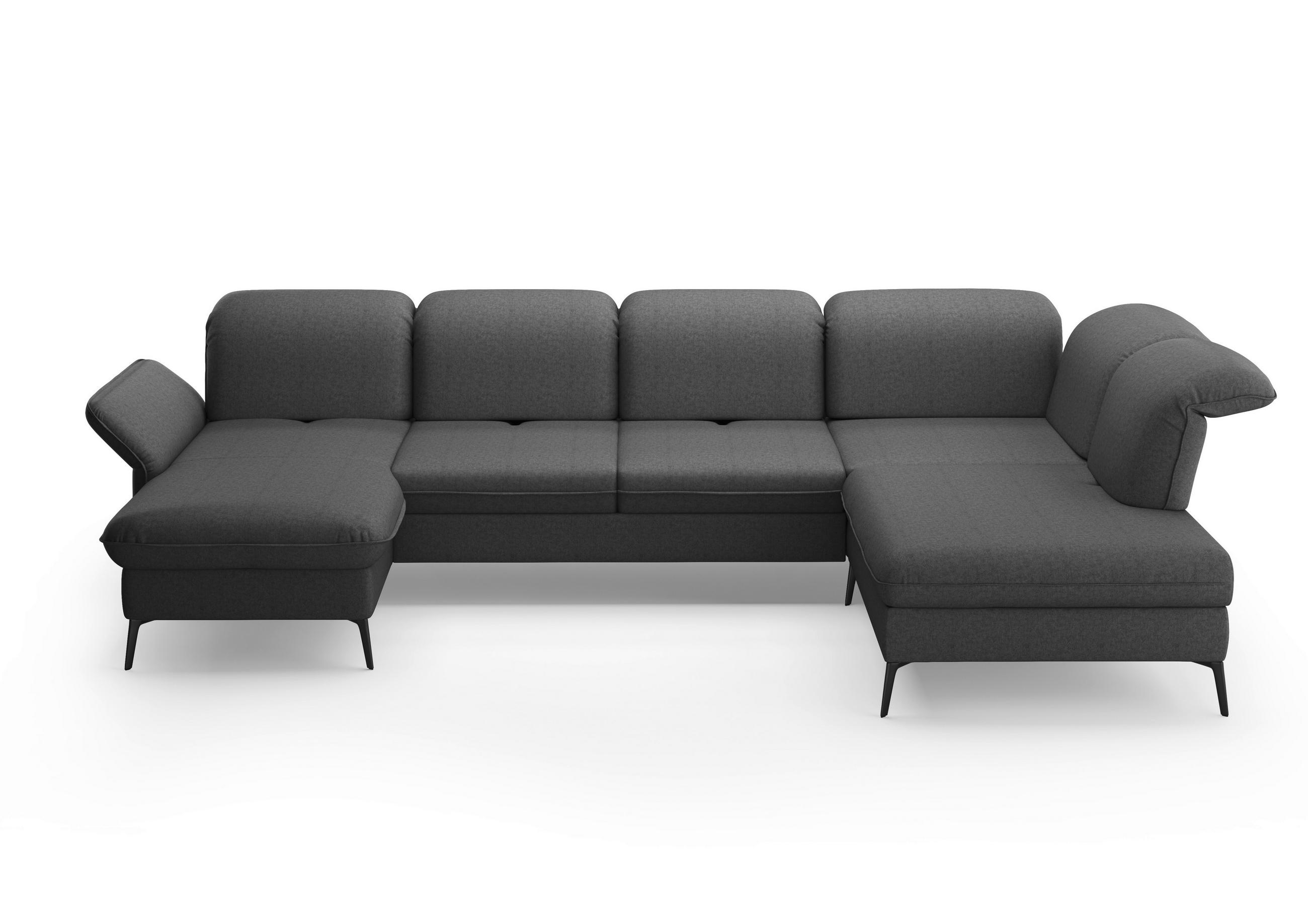 WOHNLANDSCHAFT in Flachgewebe Dunkelgrau  - Dunkelgrau/Schwarz, Konventionell, Textil/Metall (198/359/231cm) - Sit & More