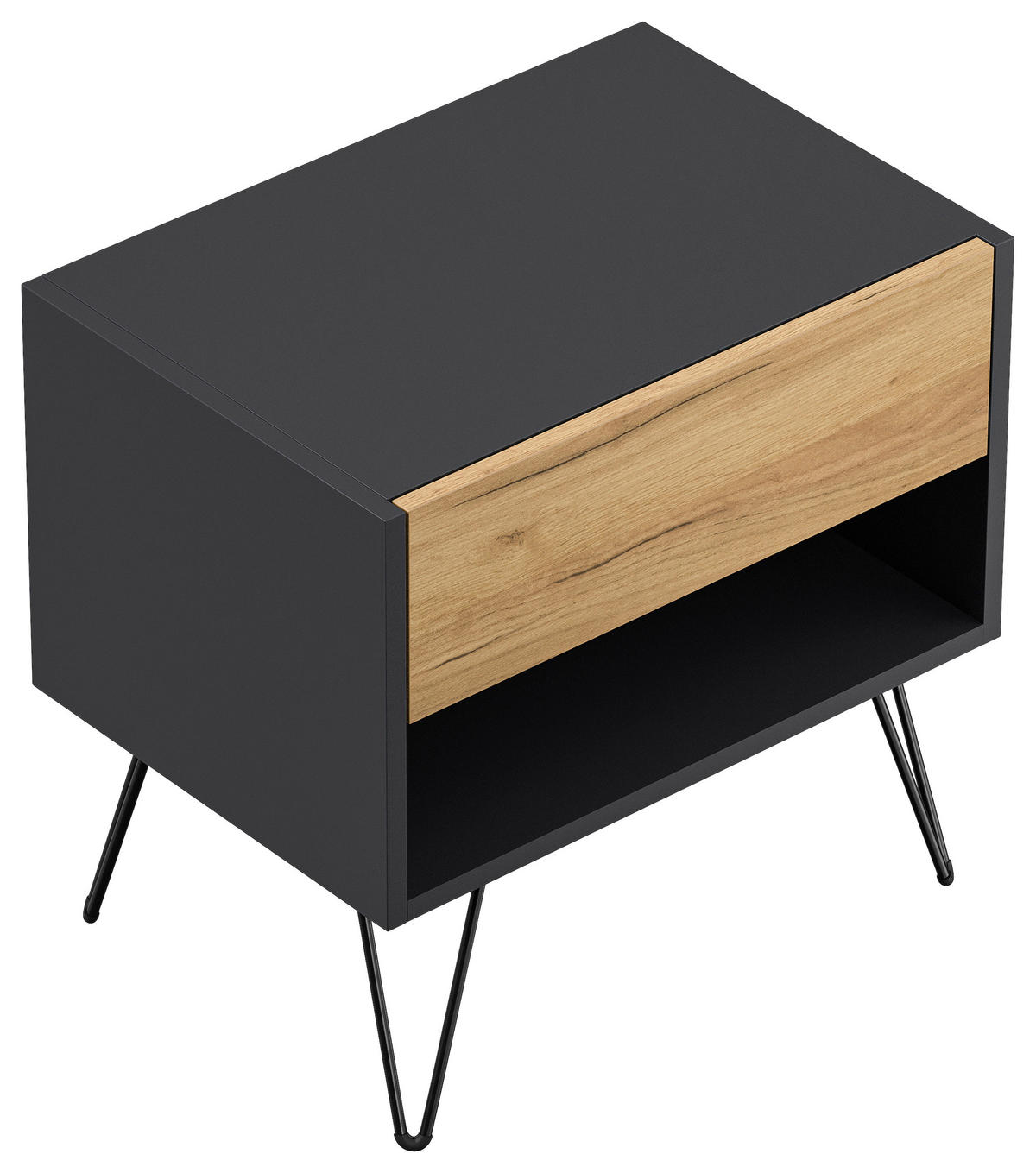 NACHTTISCH 51,2/50/35,6 cm  - Eichefarben/Graphitfarben, Basics, Holzwerkstoff/Metall (51,2/50/35,6cm) - MID.YOU