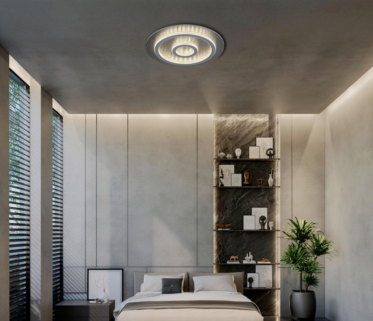 LED-DECKENLEUCHTE 45/5,5 cm   - Klar/Anthrazit, Design, Kunststoff/Metall (45/5,5cm) - Globo
