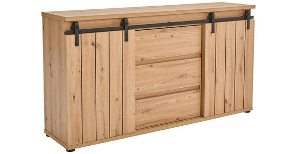 SIDEBOARD in 160/86/40 cm - Eichefarben/Schwarz, LIFESTYLE, Holzwerkstoff/Kunststoff (160/86/40cm) - Landscape