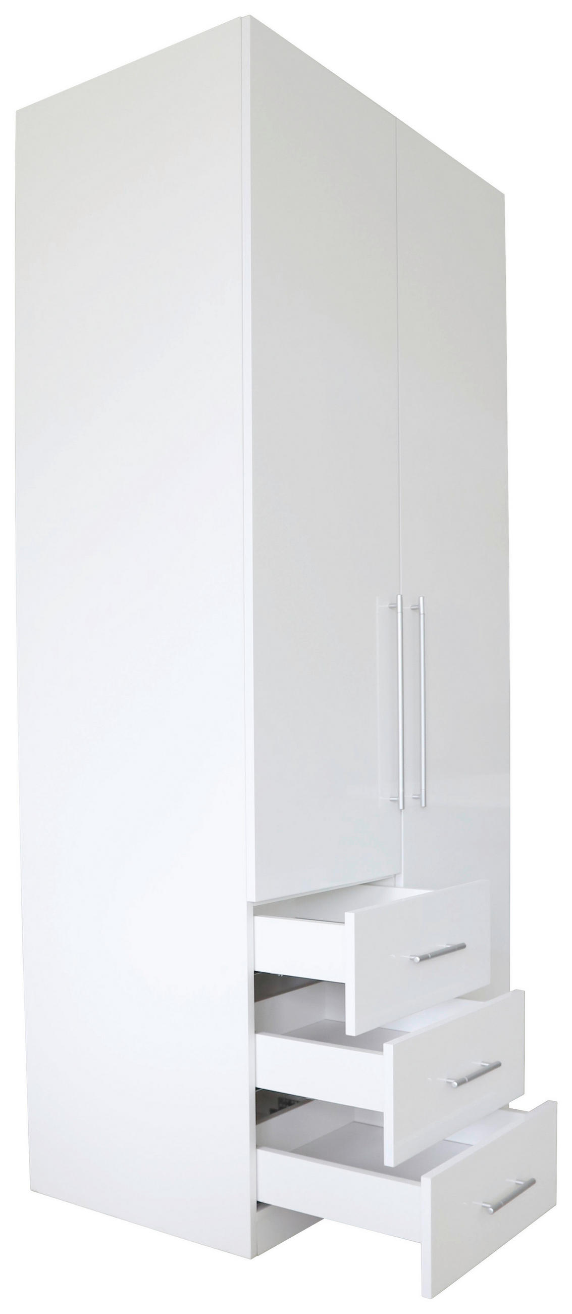 GARDEROB MED GÅNGJÄRN 98/218,6/59,4 cm 2-dörrar - vit/aluminiumfärg, Klassisk, metall/trämaterial (98/218,6/59,4cm) - Best Price