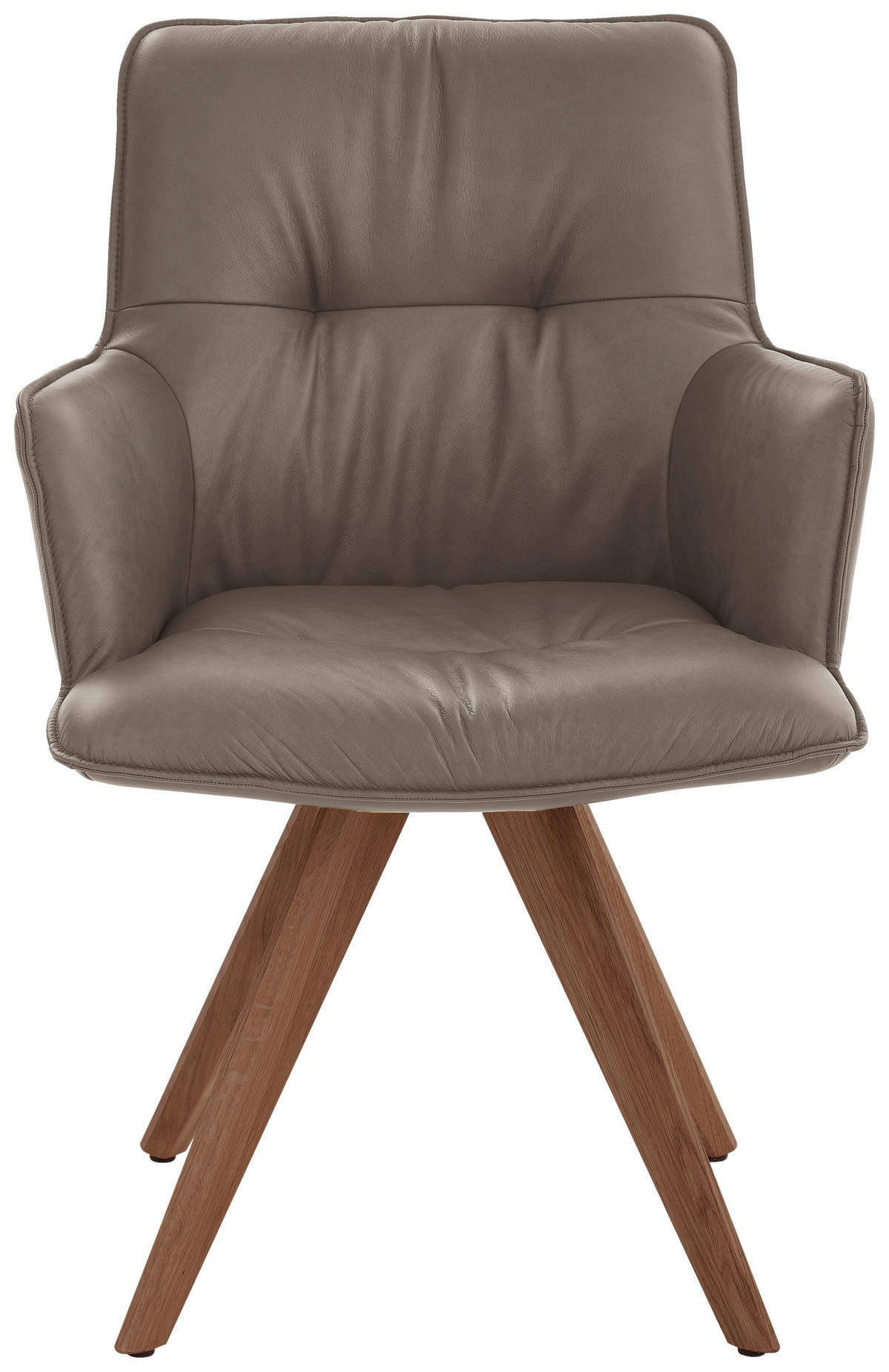 ARMLEHNSTUHL  in Echtleder pigmentiert  - Schlammfarben/Nussbaumfarben, Design, Leder/Holz (59/89/63cm) - Dieter Knoll