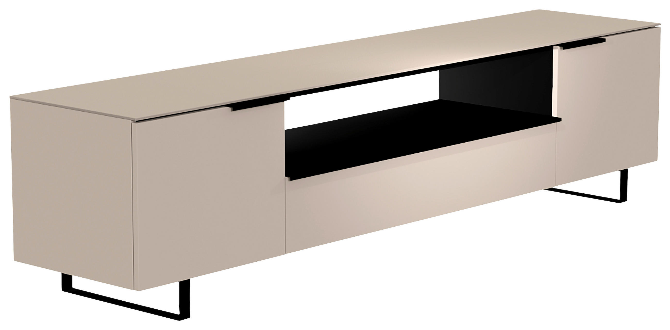 LOWBOARD Schwarz, Sandfarben  210/51/45 cm  - Sandfarben/Schwarz, Design, Glas/Holzwerkstoff (210/51/45cm) - Moderano