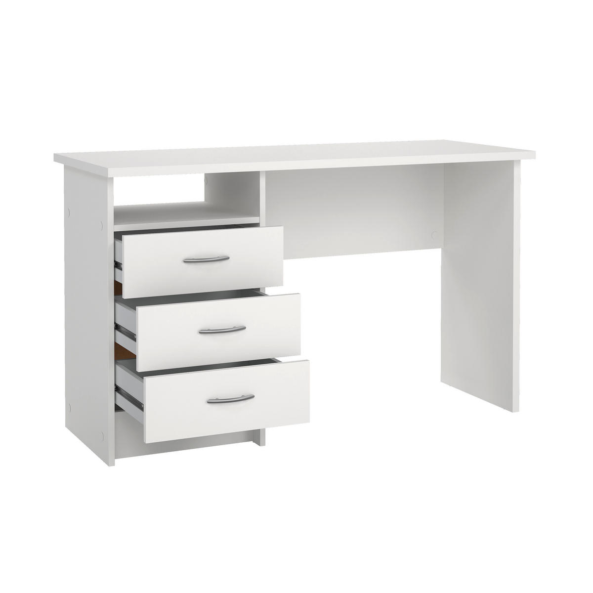 SCHREIBTISCH 120,1/48,1/72,6 cm  in Weiss  - Weiss/Silberfarben, Modern, Holzwerkstoff/Kunststoff (120,1/48,1/72,6cm) - MID.YOU
