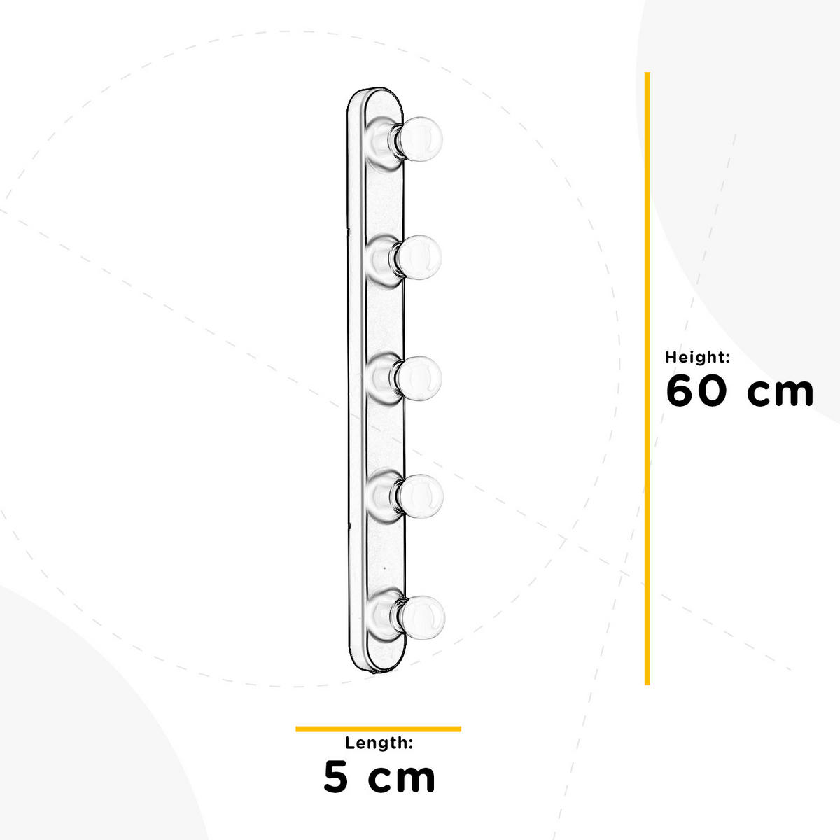SPIEGELLEUCHTE 5/5/60 cm   - Weiß, KONVENTIONELL, Kunststoff (5/5/60cm)