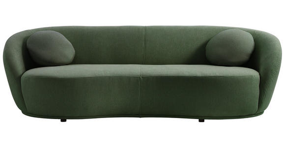 BIGSOFA  in Flachgewebe Dunkelgrün  - Dunkelgrün/Schwarz, Design, Kunststoff/Textil (245/81/120cm) - Ambia Home