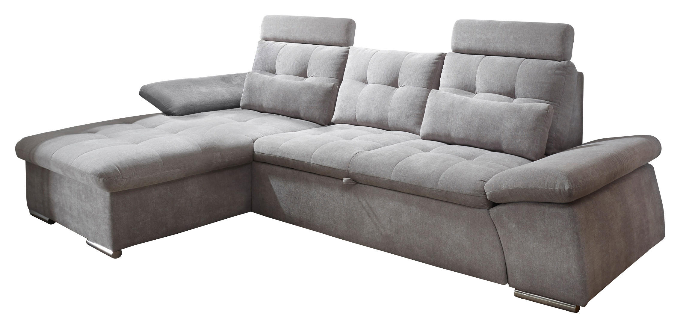 ECKSOFA Schlammfarben Mikrovelours  - Schlammfarben/Silberfarben, KONVENTIONELL, Kunststoff/Textil (170/268cm) - MID.YOU