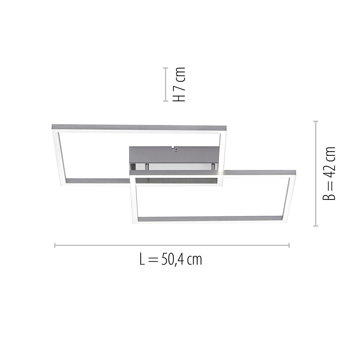 LED-DECKENLEUCHTE 50,4/42/7 cm   - Nickelfarben, Design, Kunststoff/Metall (50,4/42/7cm)