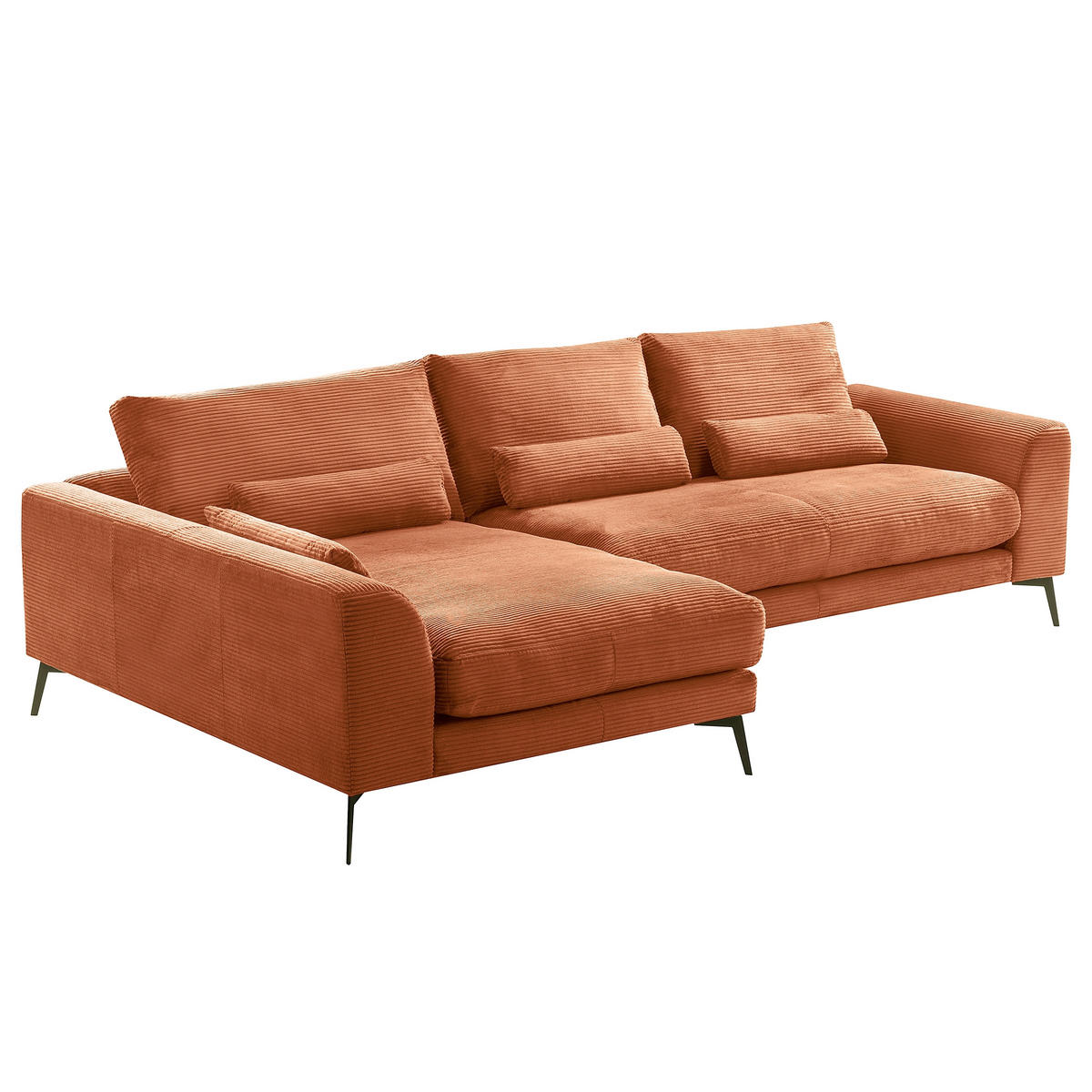 ECKSOFA Kupferfarben Cord Nierenkissen, Rückenkissen  - Schwarz/Kupferfarben, Design, Textil/Metall (172/313cm) - P & B