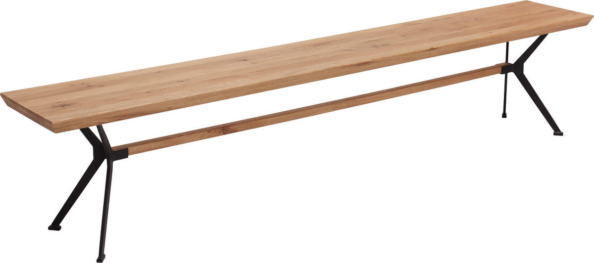 BANCĂ 220/45/35 cm  in negru, culoare lemn stejar  - culoare lemn stejar/negru, Natur, lemn/metal (220/45/35cm) - Linea Natura