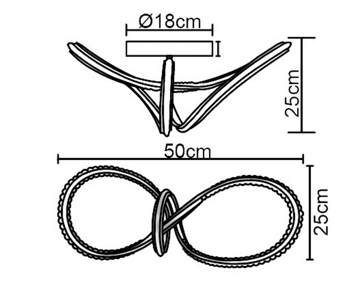 LED-DECKENLEUCHTE 50/25/25 cm   - Klar/Chromfarben, Design, Kunststoff/Metall (50/25/25cm) - Globo