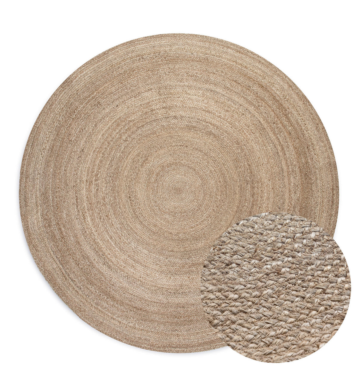 JUTETEPPICH 100 cm Jute Braided Greige  - Greige, Design, Textil (100cm)