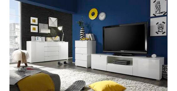 SIDEBOARD 165/80/40 cm in Weiß, Weiß Hochglanz - Weiß Hochglanz/Silberfarben, Design, Holzwerkstoff/Kunststoff (165/80/40cm) - Carryhome
