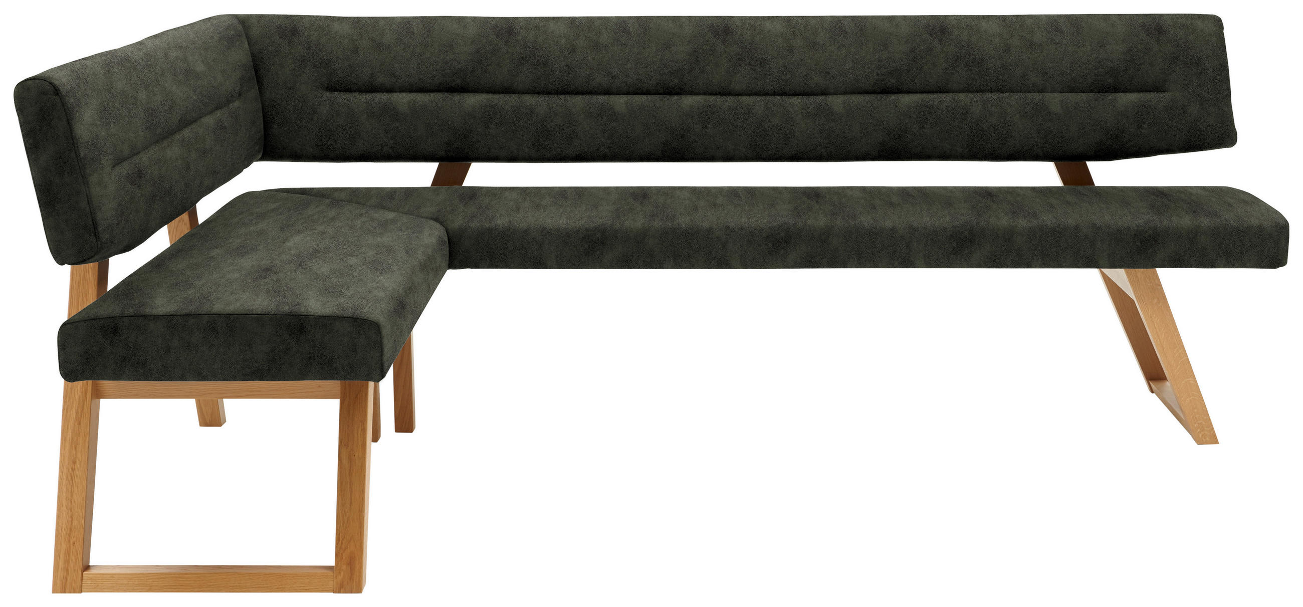 ECKBANK 155/225 cm  in Dunkelgrün  - Dunkelgrün/Eichefarben, KONVENTIONELL, Holz/Textil (155/225cm) - Dieter Knoll