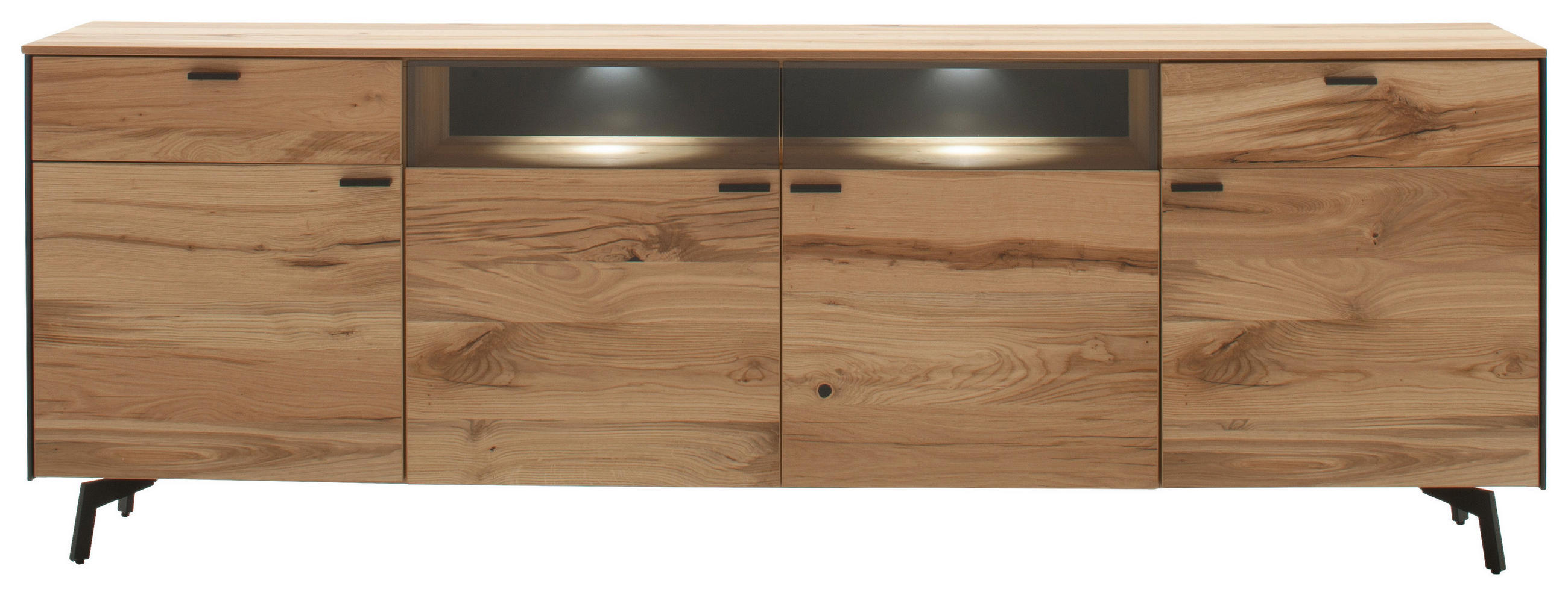 SIDEBOARD Anthrazit, Eichefarben  242/72/43 cm  - Eichefarben/Anthrazit, Design, Glas/Holz (242/72/43cm) - Schöner Wohnen