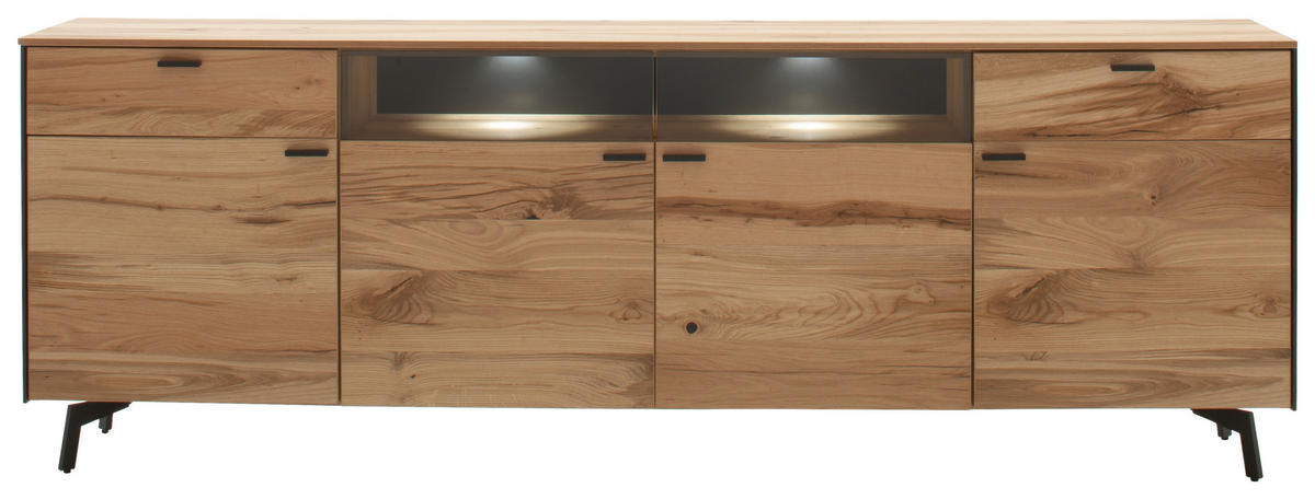 SIDEBOARD Anthrazit, Eichefarben  242/72/43 cm  - Eichefarben/Anthrazit, Design, Glas/Holz (242/72/43cm) - Schöner Wohnen