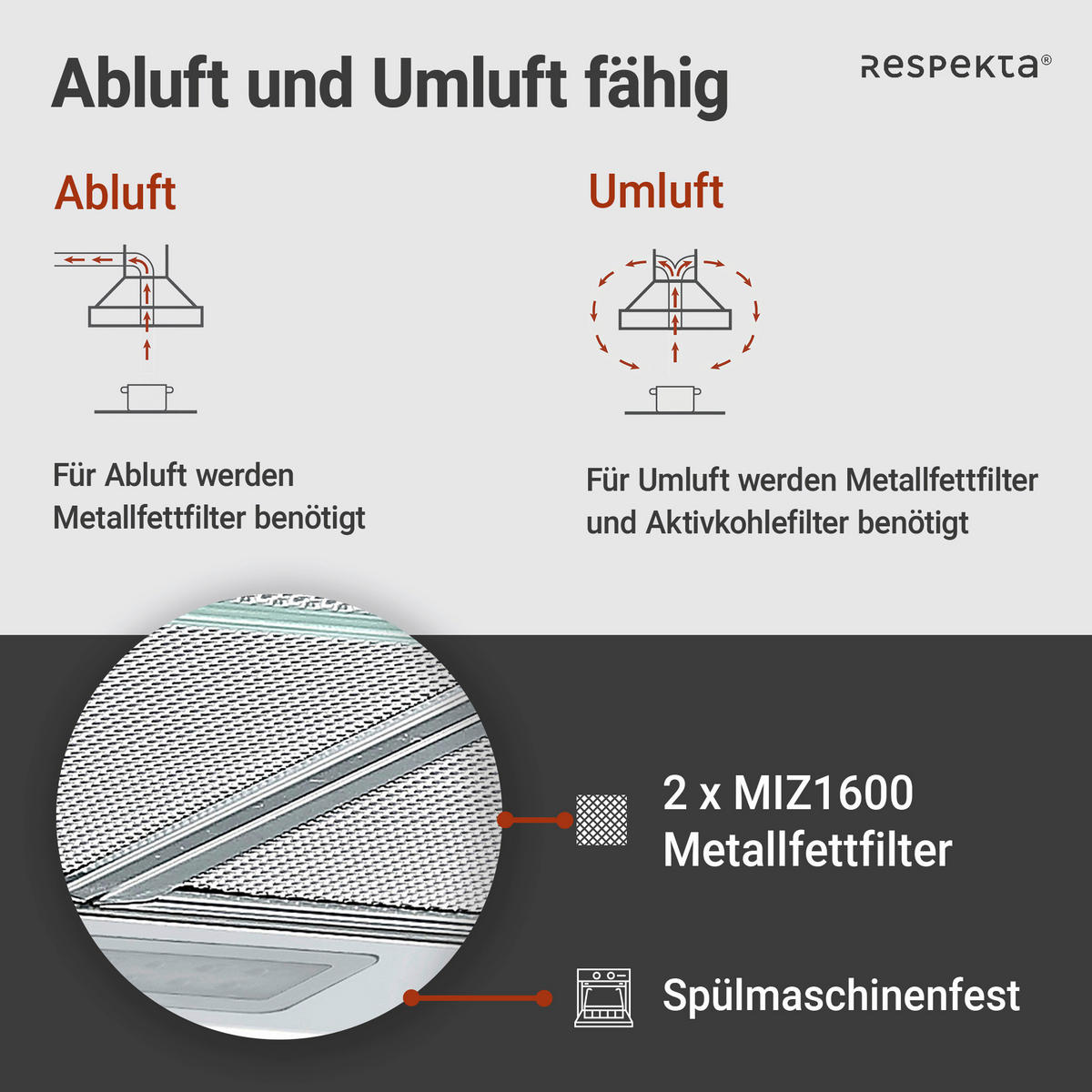 FLÄKTKÅPA CH16060SGB  - stålfärgad/svart, Trend, metall/glas (60/13/50,3cm) - Respekta