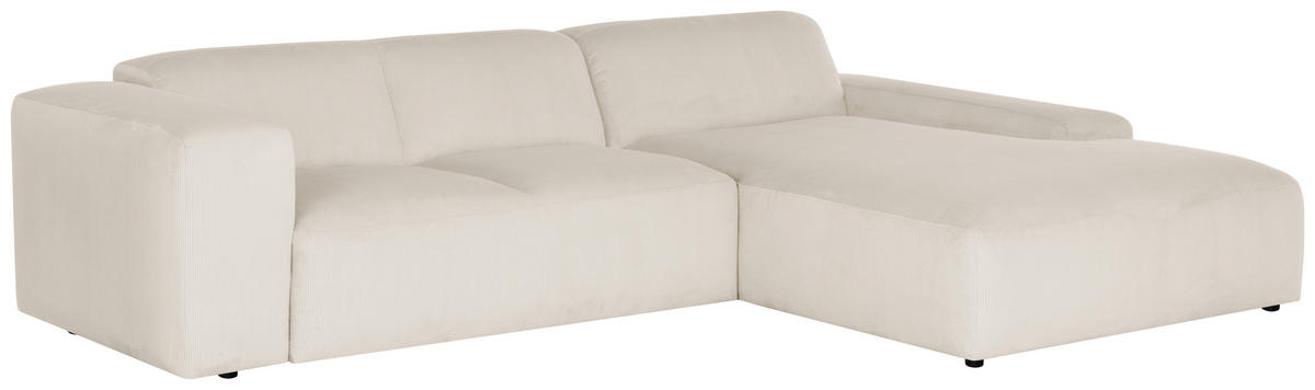 ECKSOFA HANNAH Creme Cord  - Creme/Schwarz, Design, Kunststoff/Textil (304/200cm) - MID.YOU