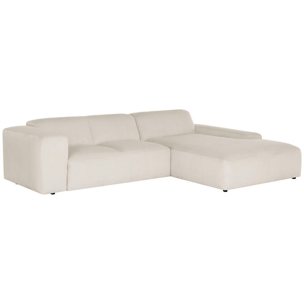 Thumbnail - Mid.you Ecksofa Hannah, Creme, Textil, 2-3-Sitzer, Ottomane rechts, L-Form, 304x200 cm, Made in EU, Wohnzimmer, Sofas & ...