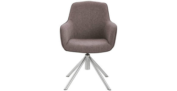 ARMLEHNSTUHL  in Edelstahl Flachgewebe  - Edelstahlfarben/Cappuccino, Design, Textil/Metall (60/88/64cm) - Novel