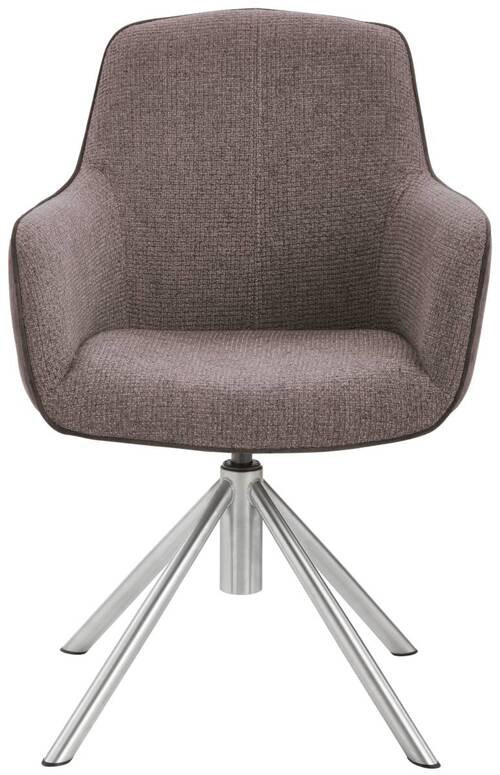 ARMLEHNSTUHL drehbar  in Edelstahl Flachgewebe  - Edelstahlfarben/Cappuccino, Design, Textil/Metall (60/88/64cm) - Novel