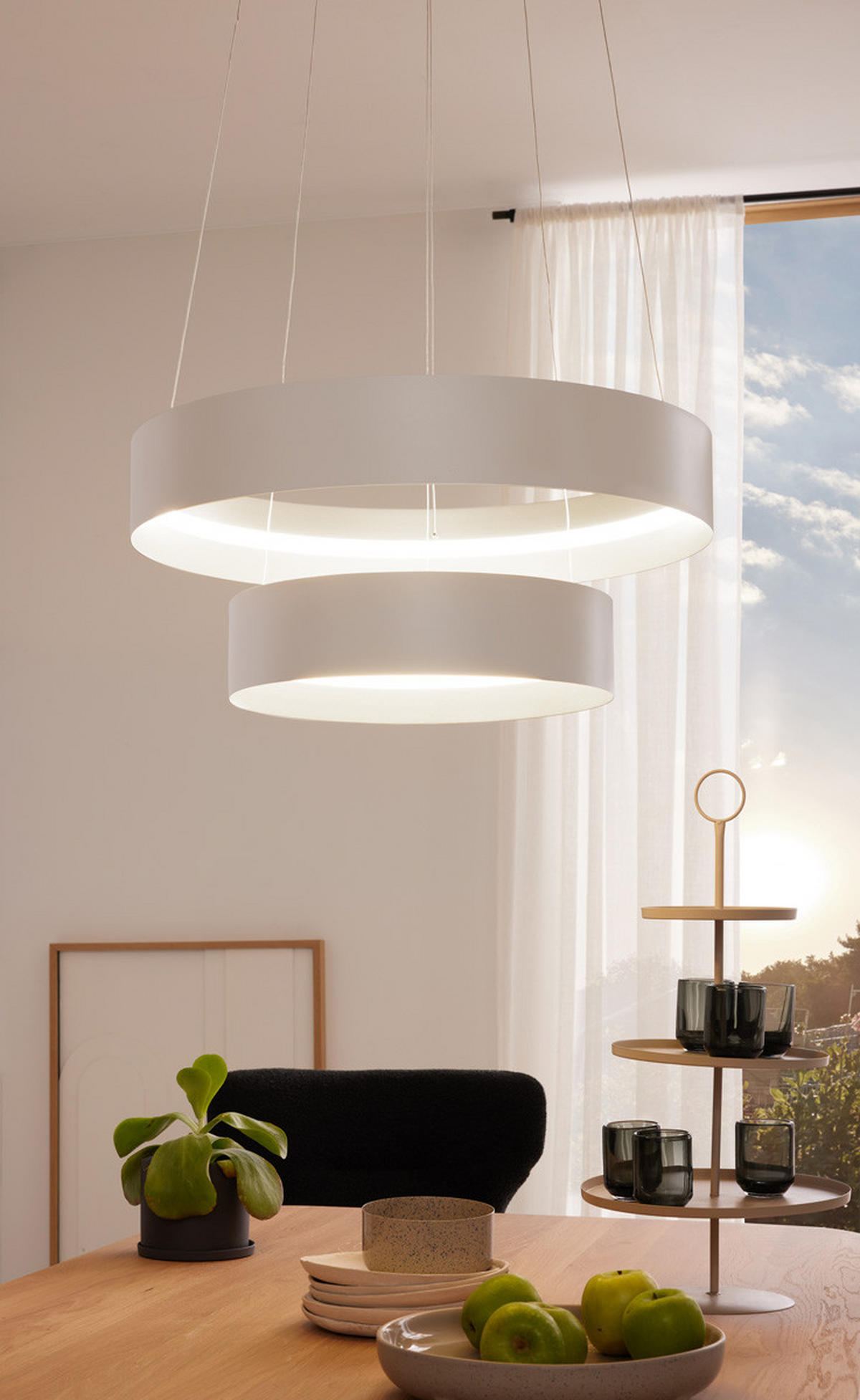 ZÁVĚSNÉ LED SVÍTIDLO, 50/150 cm  - bílá/barvy stříbra, Design, kov (50/150cm) - Musterring