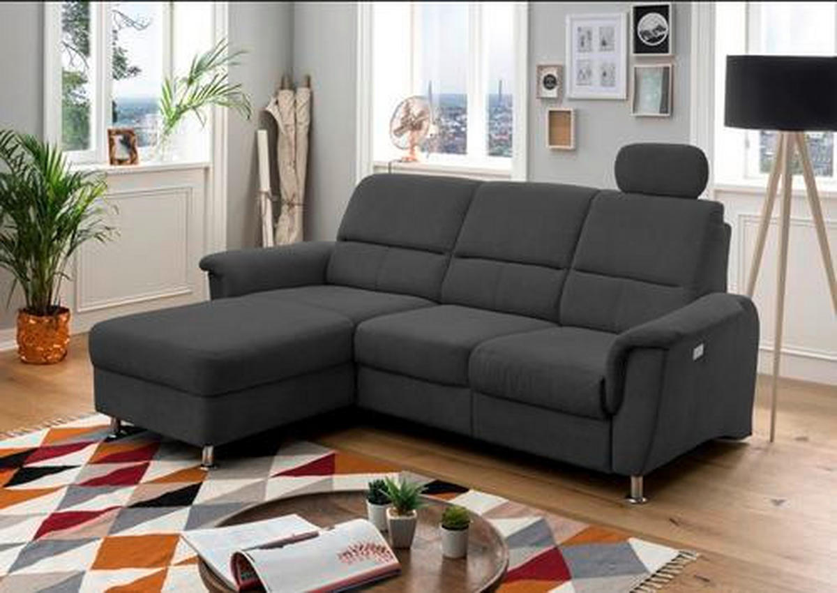 ECKSOFA in Mikrofaser Schwarz  - Chromfarben/Schwarz, Modern, Textil/Metall (165/231cm) - Livetastic