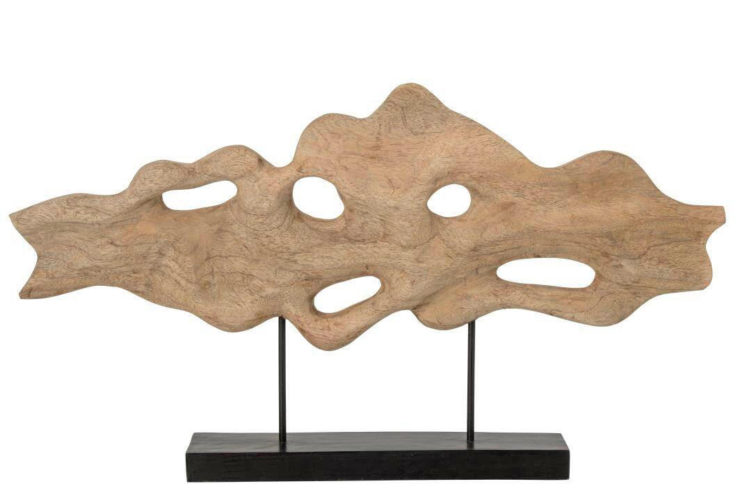 SKULPTUR - Schwarz/Naturfarben, Basics, Holz/Metall (74/9/42,5cm) - Ambia Home