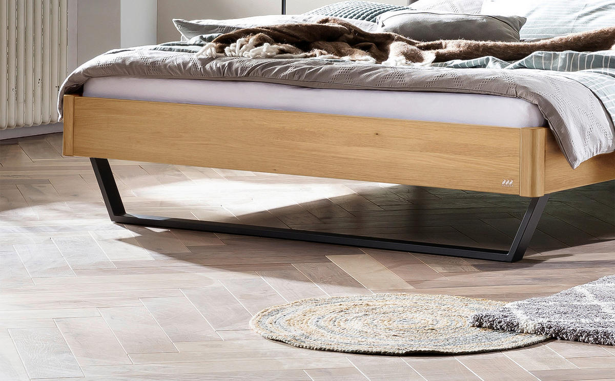 BETT 140/200 cm  in Anthrazit, Eichefarben, Dunkelgrau   - Eichefarben/Dunkelgrau, Modern, Holz/Textil (140/200cm) - Hasena
