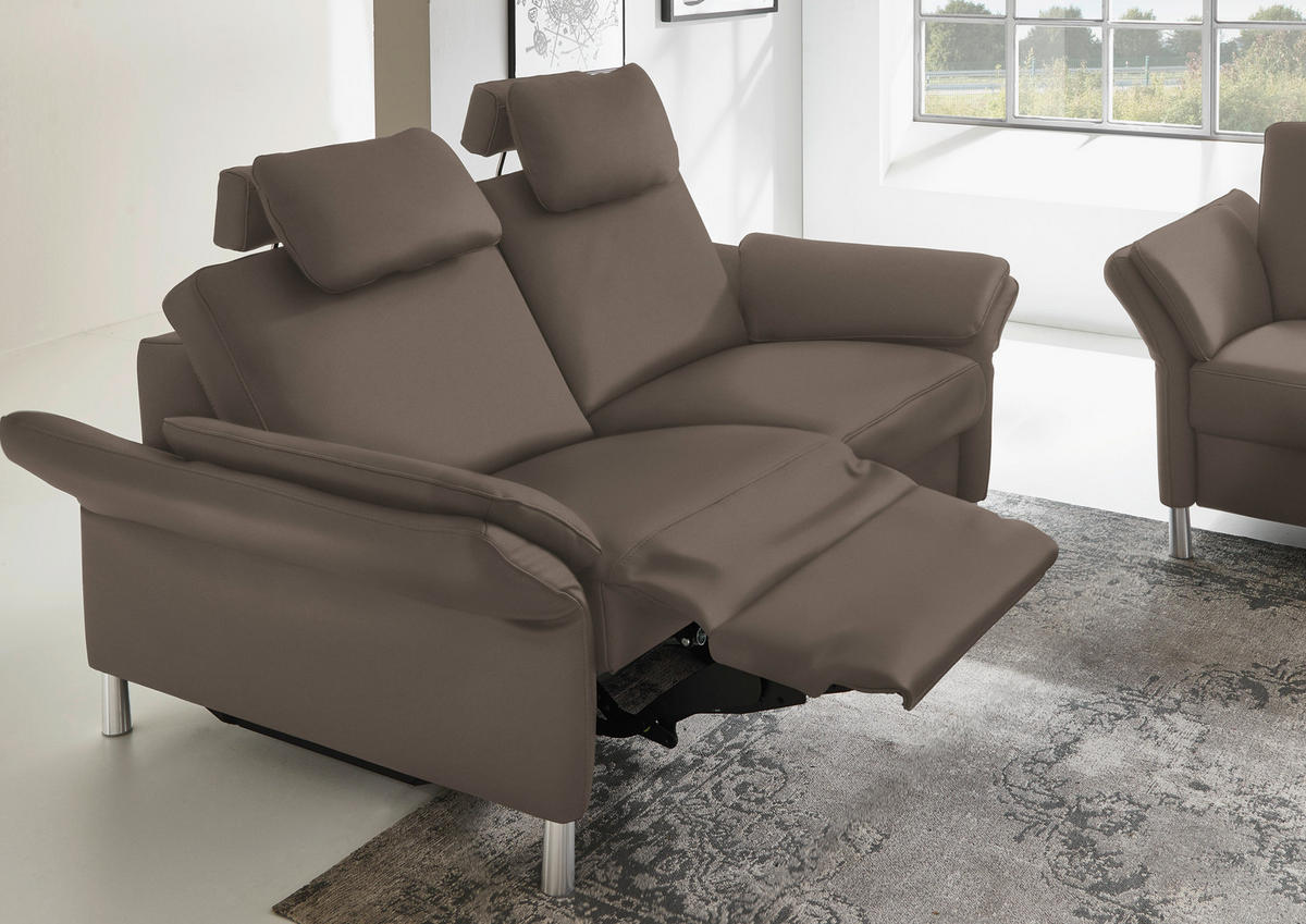 3-SITZER-SOFA in Leder Braun  - Alufarben/Braun, Design, Leder/Metall (190/82/99cm) - Dieter Knoll