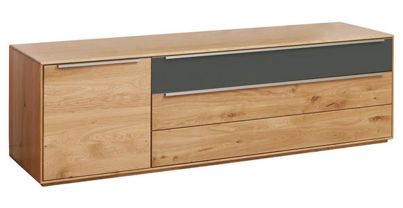 LOWBOARD in 182/54/50 cm - Eichefarben/Silberfarben, Design, Glas/Holz (182/54/50cm) - Waldwelt