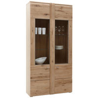 VITRINE in furniert, massiv Eiche Eichefarben  - Eichefarben/Alufarben, KONVENTIONELL, Glas/Holz (101/205,1/37,7cm) - Voleo