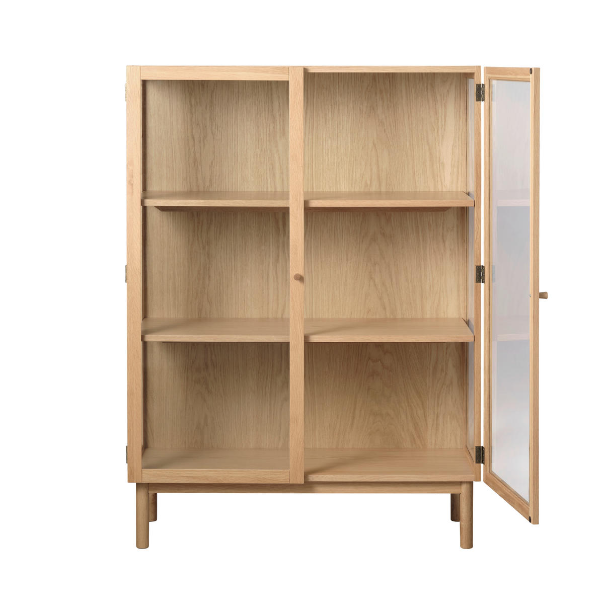 VITRINE in massiv, teilmassiv Eiche Eichefarben  - Eichefarben, Basics, Glas/Holz (100/140/40cm) - Boxxx