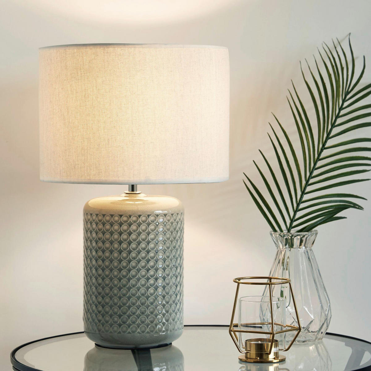 LED-TISCHLEUCHTE 25/39.5 cm  - Beige/Grau, Design, Keramik/Textil (25/39.5cm) - Paulmann