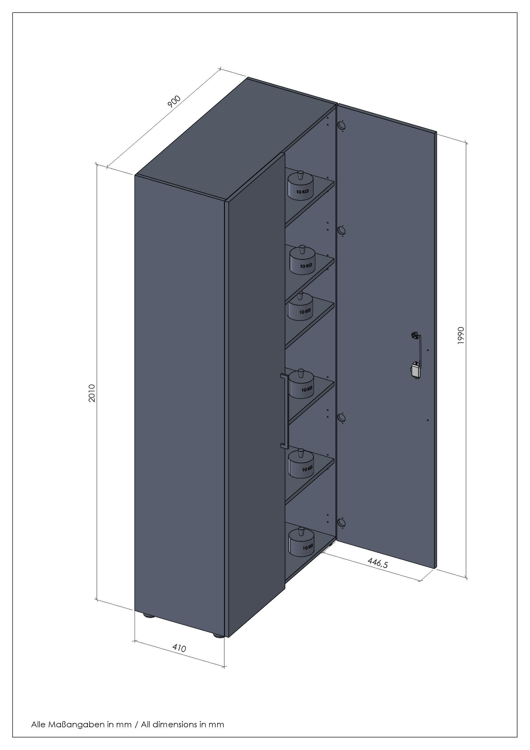 AKTENSCHRANK Grau  - Grau, MODERN, Holzwerkstoff (89,8/201/42,9cm) - Novel