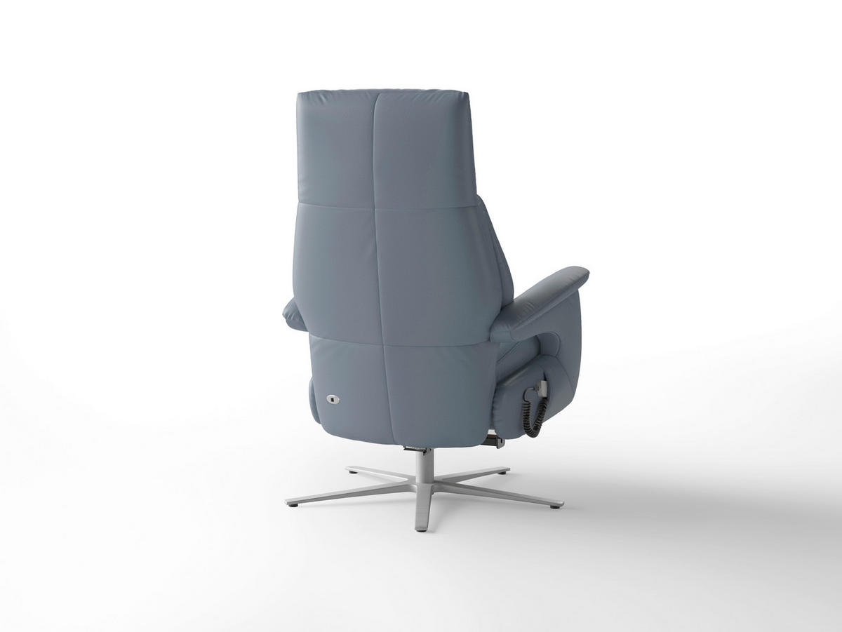 RELAXAČNÍ KŘESLO, kůže, šedomodrá - šedomodrá/barvy stříbra, Basics, kov/kůže (75/110/85cm) - Sit & More