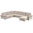 WOHNLANDSCHAFT in Chenille Hellbraun  - Hellbraun/Alufarben, Design, Textil/Metall (265/333/170cm) - Dieter Knoll