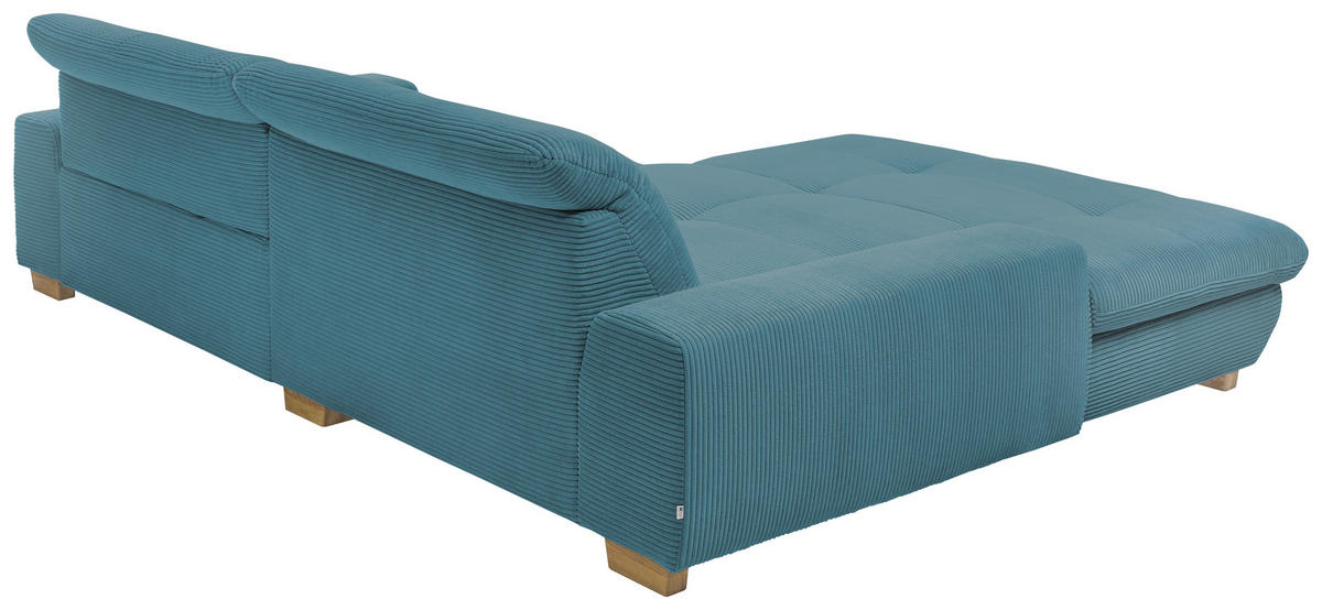 ECKSOFA Blau Cord  - Blau/Eichefarben, Design, Holz/Textil (198/276cm) - SetOne by Musterring