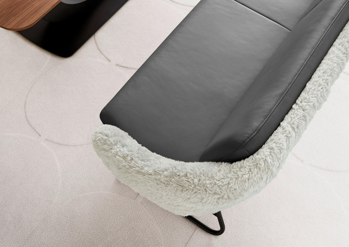 SITZBANK 219/87/78 cm  in Beige, Graublau  - Graublau/Beige, Design, Leder/Textil (219/87/78cm) - Koinor