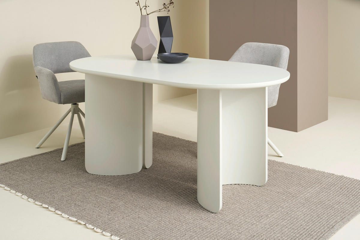 ESSTISCH 160/90/76 cm Nachbildung  Holzwerkstoff oval Seidengrau  - Seidengrau, MODERN, Holzwerkstoff (160/90/76cm) - Schöner Wohnen