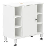 MOSDÓ ALATTI SZEKRÉNY 60/64/32 cm  - alumíniumszínű/fehér, Basics, faalapú anyag (60/64/32cm) - MID.YOU