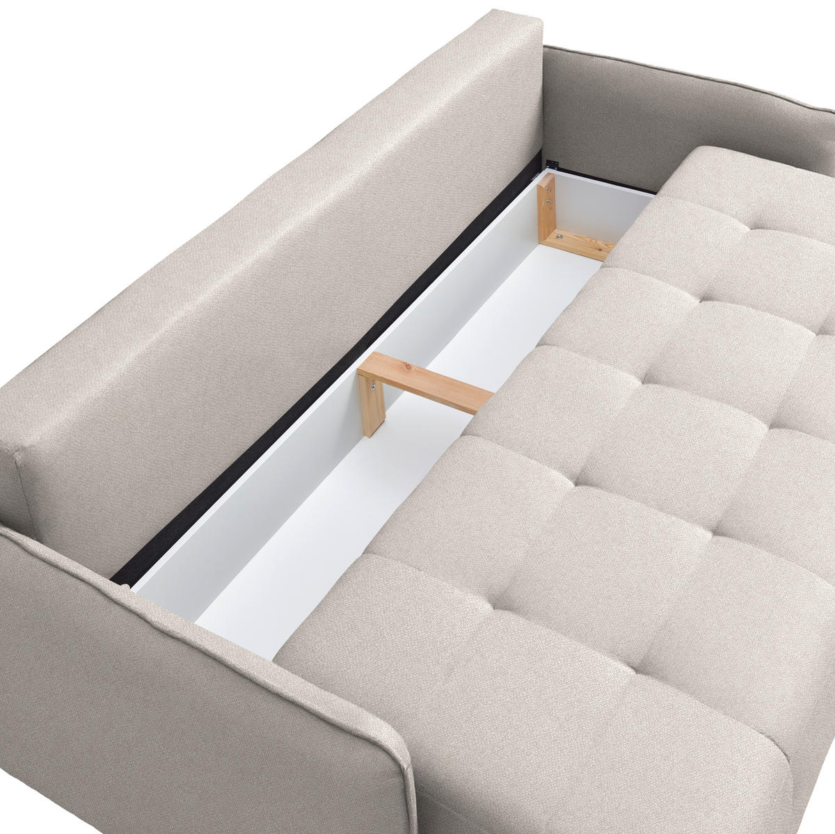 SCHLAFSOFA  in Struktur Beige  - Beige/Buchefarben, Design, Holz/Textil (217/97/101cm) - Carryhome