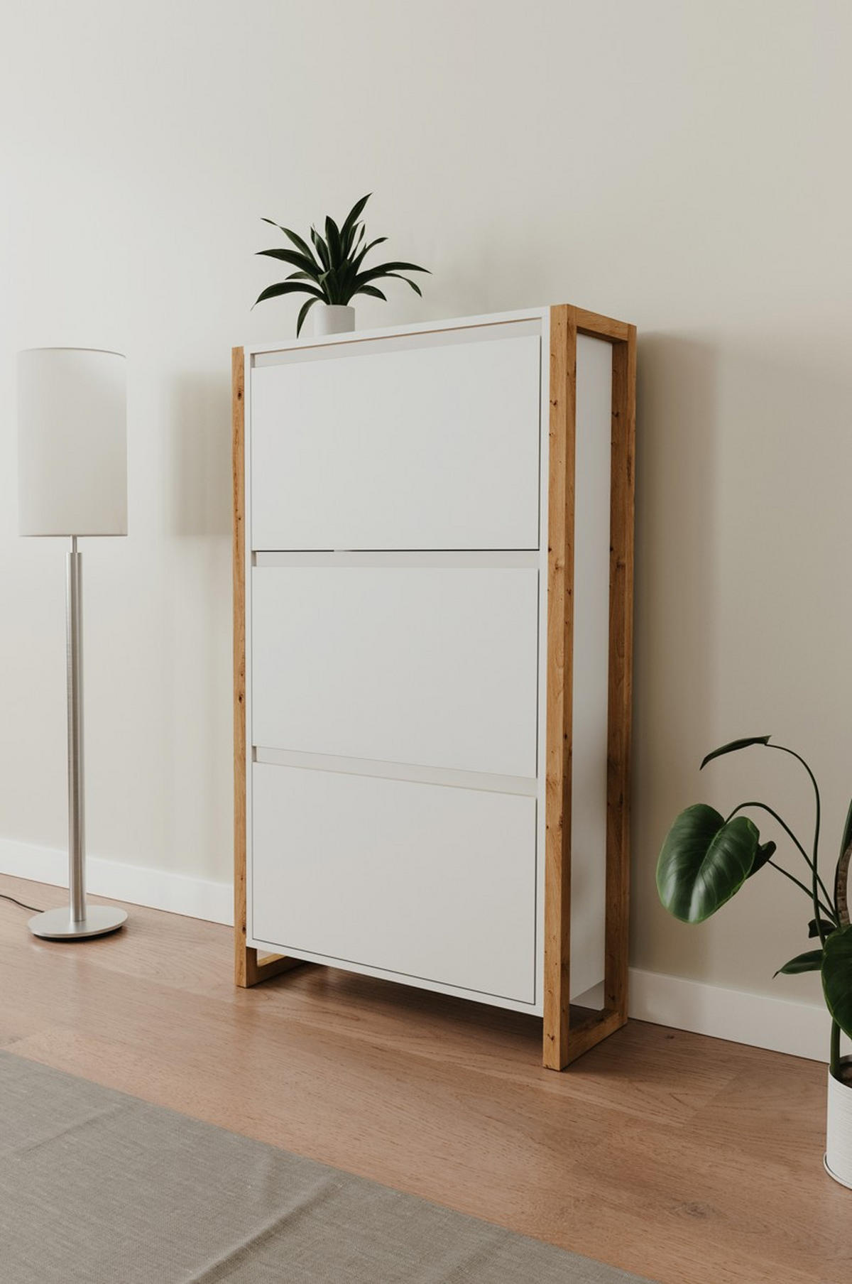 SCHUHKIPPER - Eiche Artisan/Weiß, Design, Holzwerkstoff (70/125/25cm) - MID.YOU