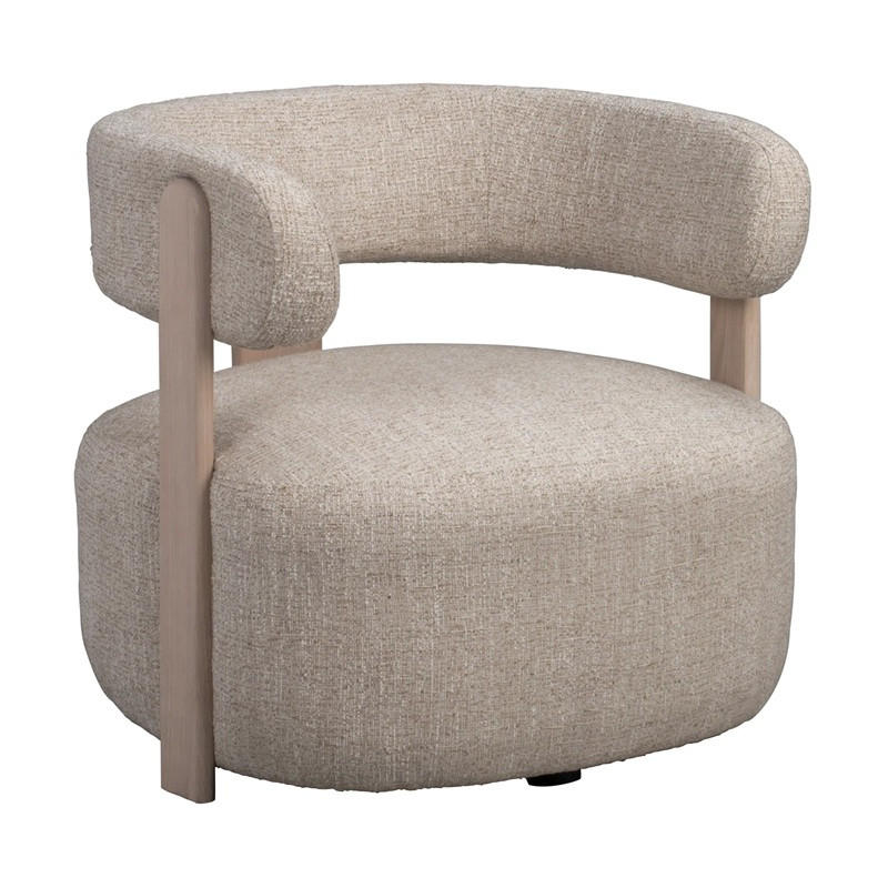 FÅTÖLJ i metall, textil beige  - ek Bianco/beige, Modern, metall/trä (74/69/74cm) - Rowico