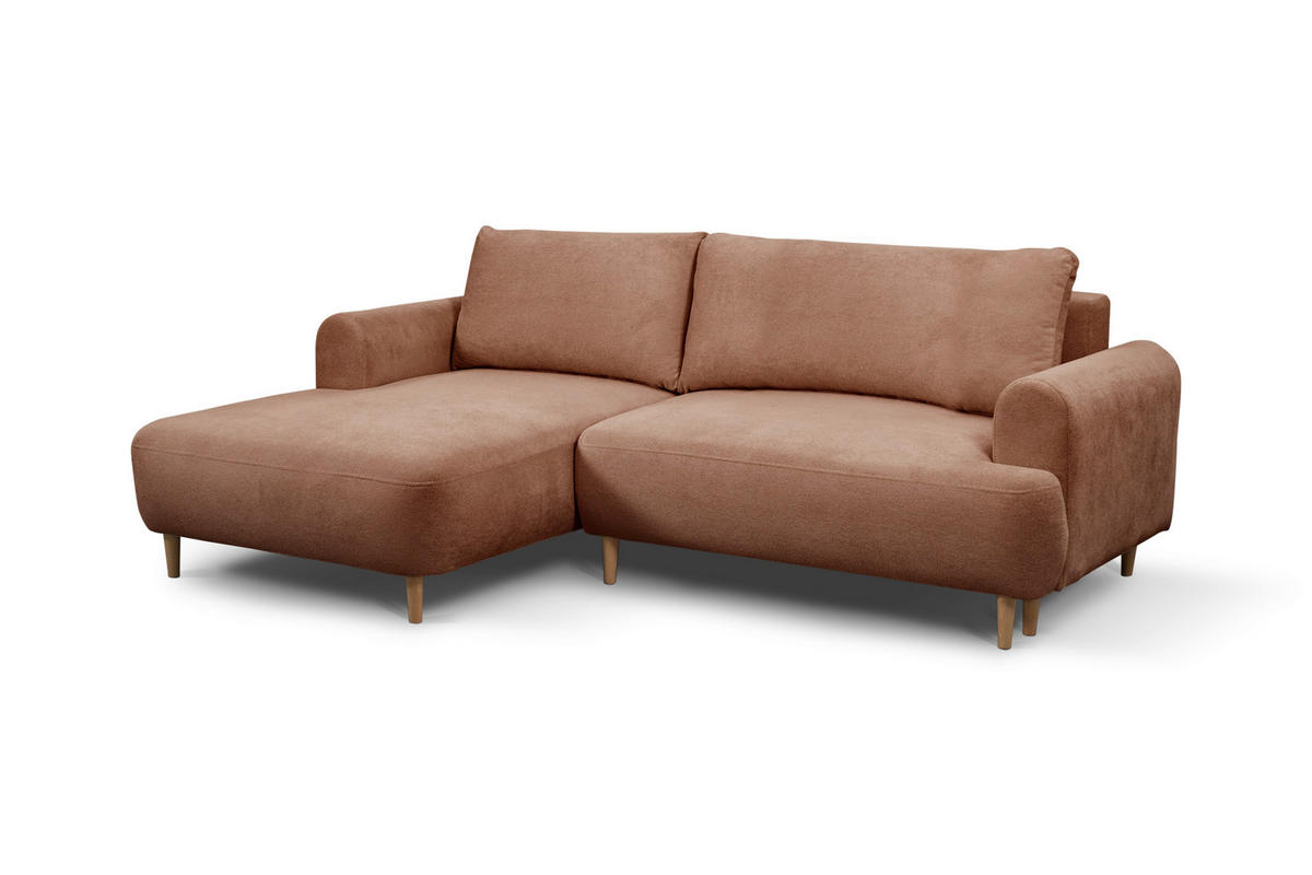 ECKSOFA Struktur Kupferfarben  - Naturfarben/Kupferfarben, Design, Holz/Textil (150/230cm) - MID.YOU
