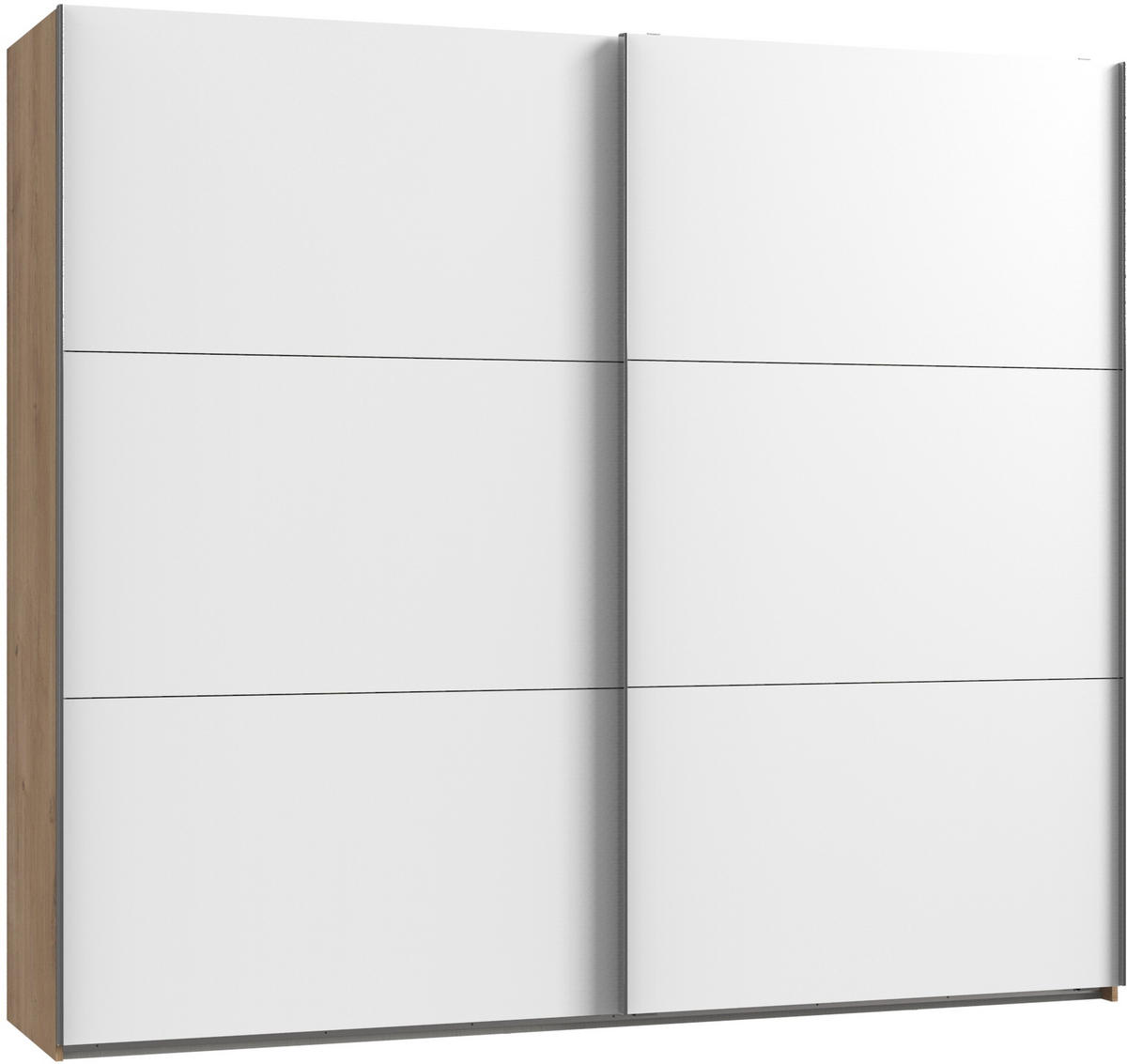 SCHWEBETÜRENSCHRANK in Weiss, Eichefarben  - Chromfarben/Weiss, Modern, Holzwerkstoff (200/216/65cm) - MID.YOU