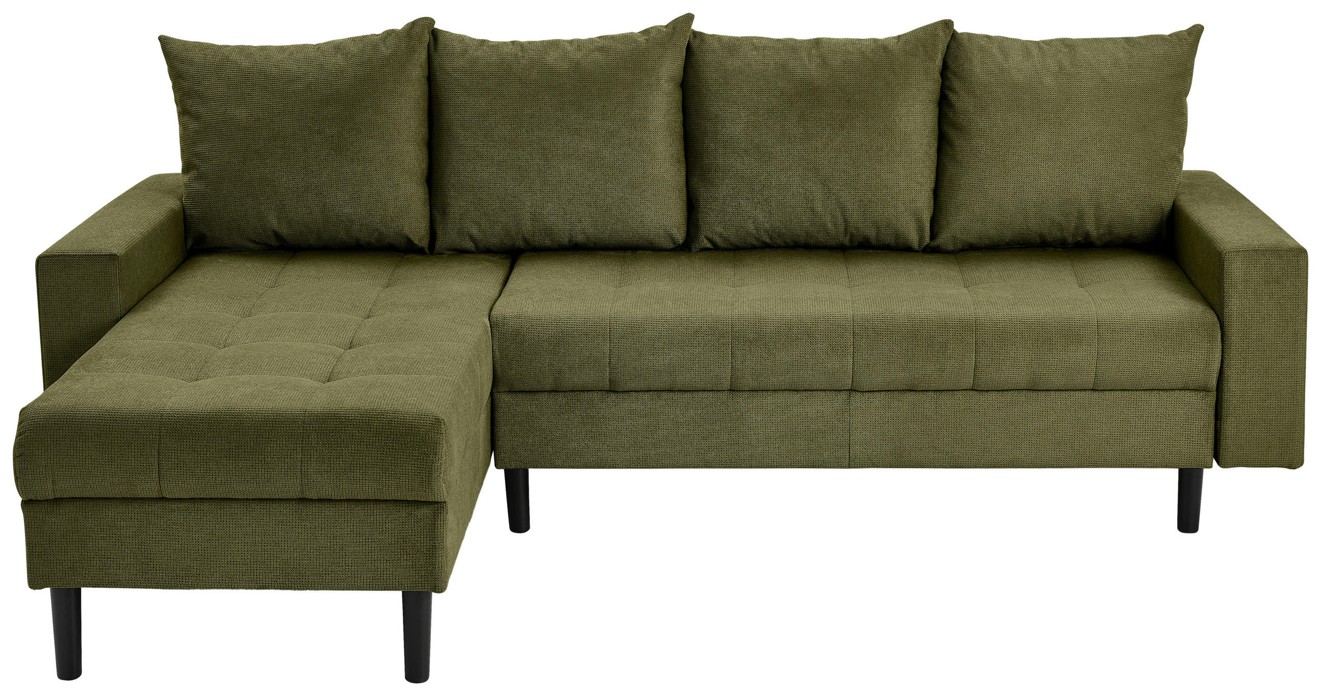 ECKSOFA in Webstoff Dunkelgrün  - Dunkelgrün/Schwarz, Konventionell, Kunststoff/Textil (157/231cm) - P & B
