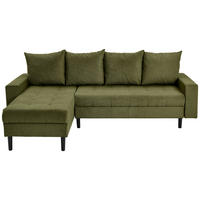 ECKSOFA in Webstoff Dunkelgrün  - Dunkelgrün/Schwarz, Konventionell, Kunststoff/Textil (157/231cm) - P & B