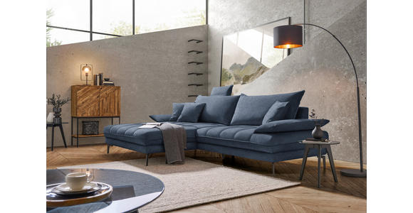 ECKSOFA in Webstoff Dunkelblau  - Schwarz/Dunkelblau, MODERN, Textil/Metall (173/297cm) - Carryhome