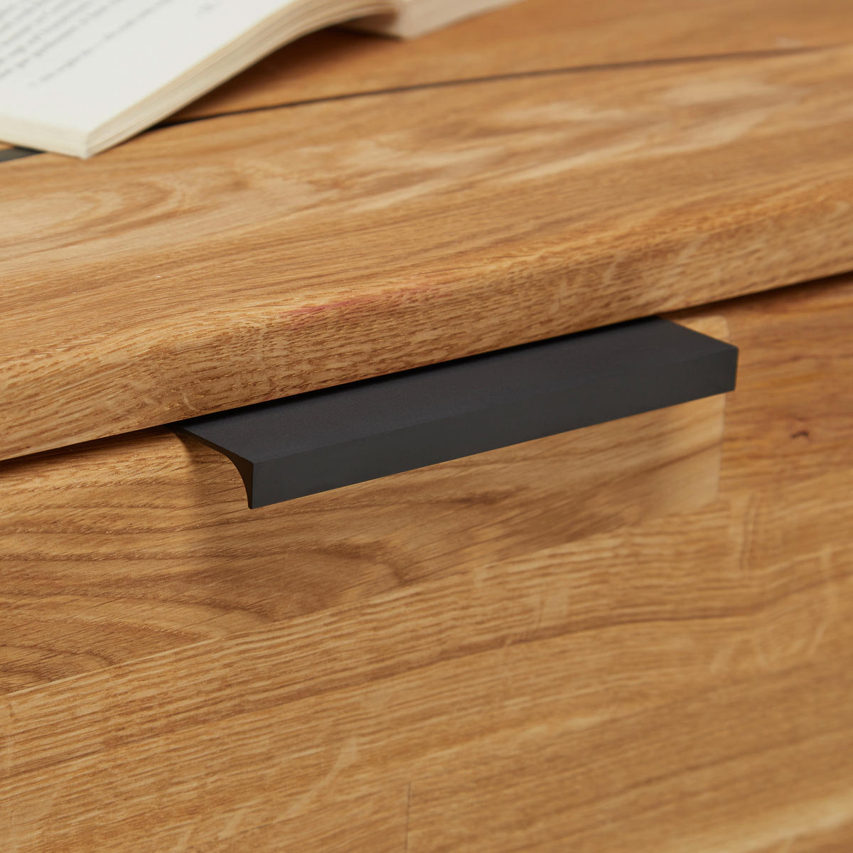 Noptieră, 48/65/40 cm, fag, stejar culoare lemn stejar - culoare lemn stejar/negru, Konventionell, materiale naturale/metal (48/65/40cm) - Valnatura